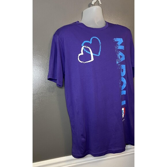 Tokuno Shima Napoli Shirt Mens XL Purple Made in Italy Graphic Hearts Tee Cotton - Picture 2 of 10